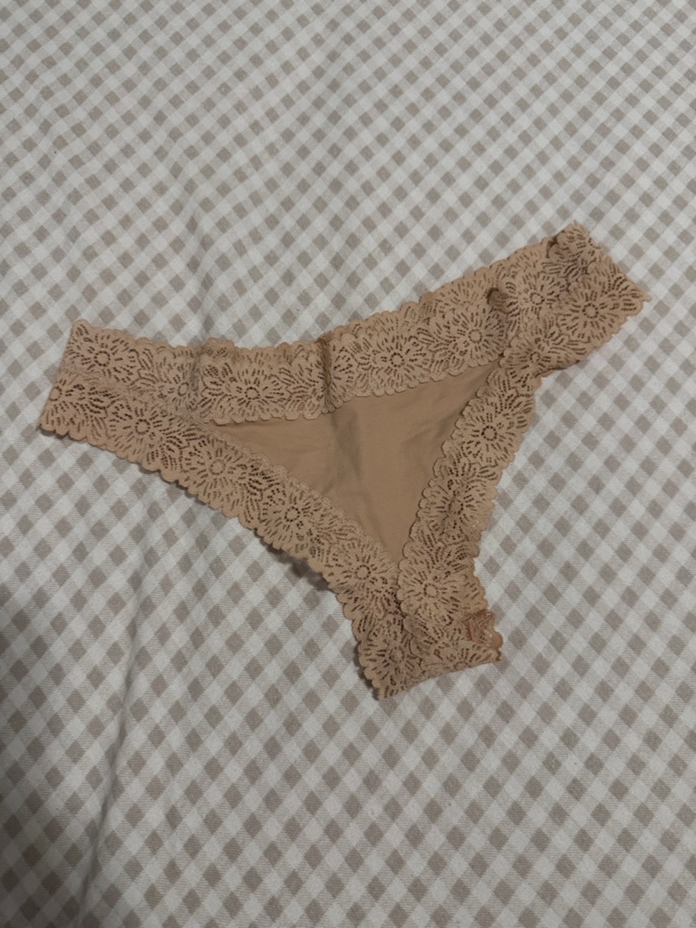 aerie Lace Trim Bikini Panty in Nude Tan